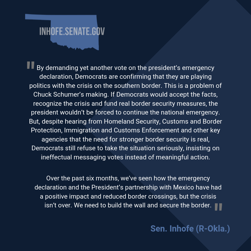 By demanding yet another vote on the president’s emergency declaration, Democrats are confirming that they are playing politics with the crisis on the southern border. We need to build the wall and secure the border.
 
My full statement ⬇️