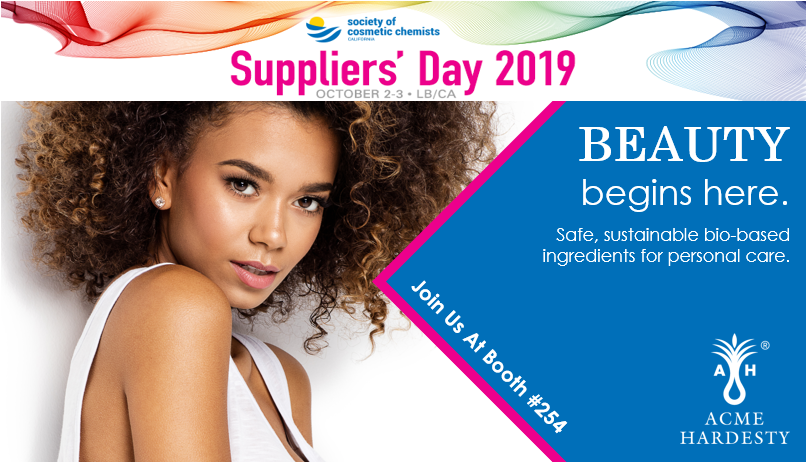AcmeHardestyCo's tweet photo. 1 week until Society of Cosmetic Chemists' California Suppliers' Day! Be sure to stop by booth #254! @SocietyCosChem
#CASCC #SCC #CaliforniaSuppliersDay #CleanBeauty #GreenBeauty #Innovation #BeautyYouCanFeel #BeautyBeginsHere #SocietyofCosmeticsChemists #PersonalCare https://t.co/0qvfqPGctB