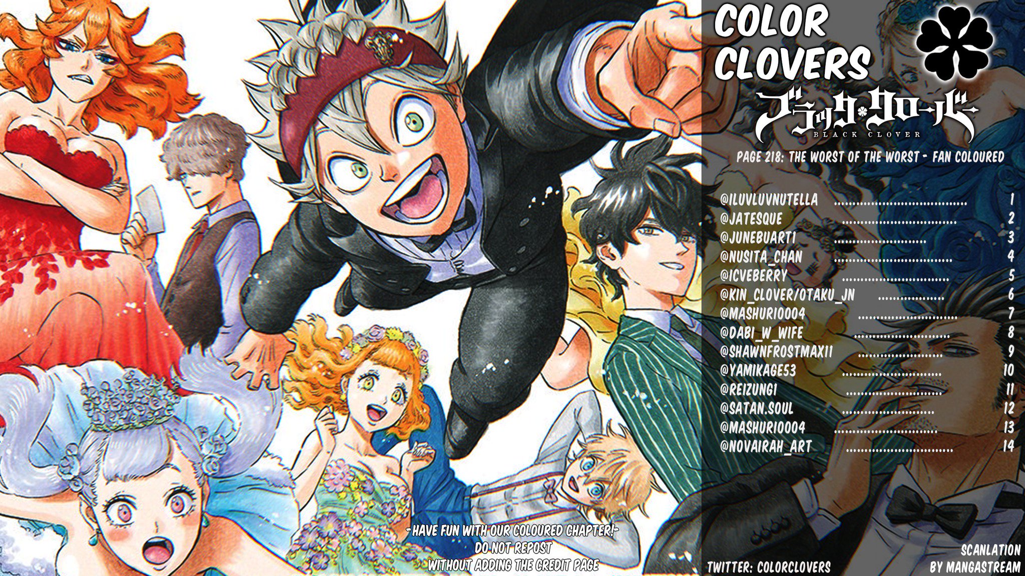 Color Clovers 🍀 on Twitter "Black Clover Chapter 218 Coloured