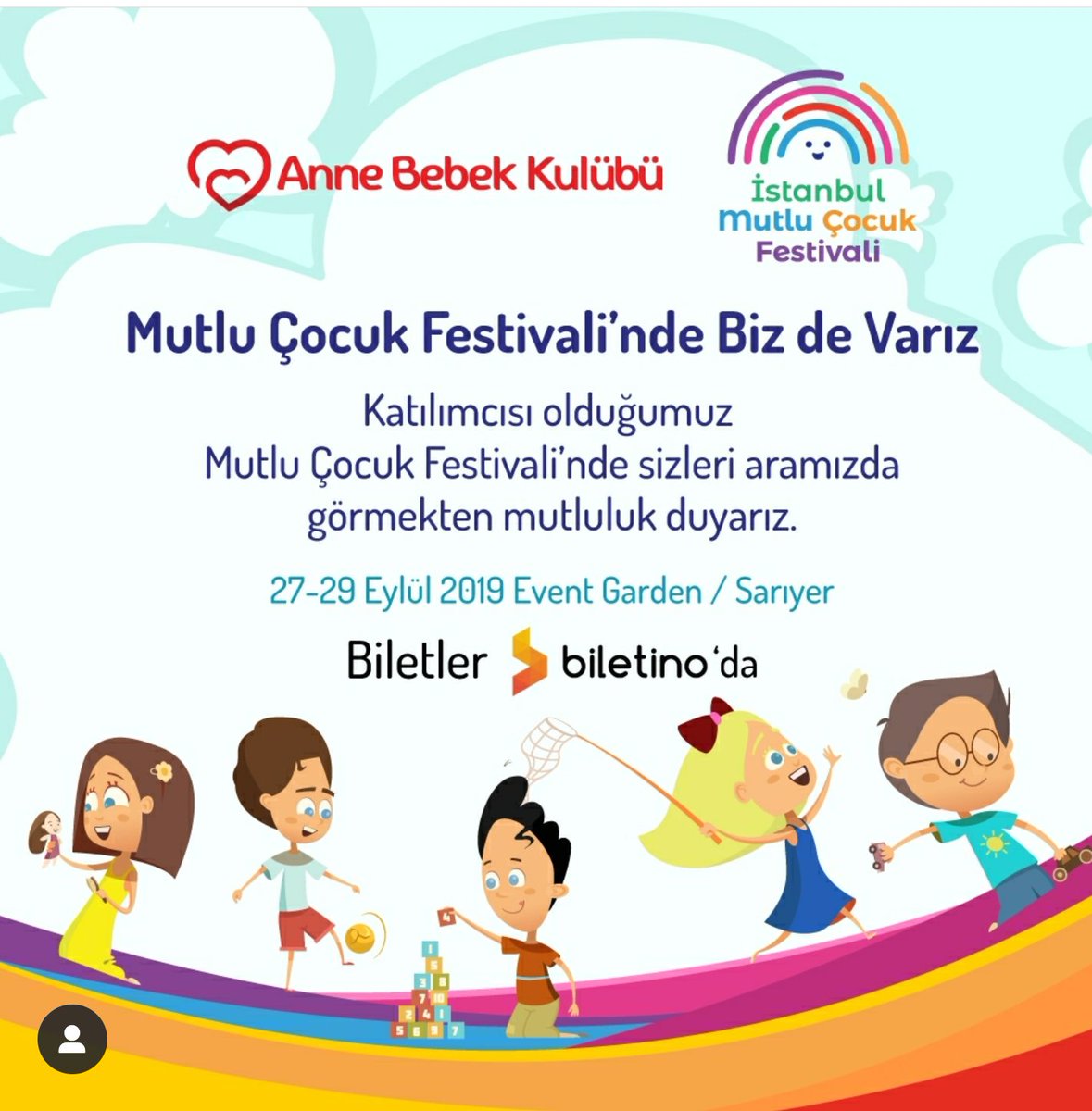 Türkiye’nin en büyük çocuk festivali atölyeler, söyleşiler, ana sahne showları,oyun alanlarıyla sizlerle. En güzeli de gelirinin büyük kısmının vakıf ve derneklere bağışlanması #mutlucocukfestivali ne sizde katılarak hem eğlenip hem de destek olabilirsiniz
<a href="/annebebekkulubu/">Anne Bebek Kulübü</a>