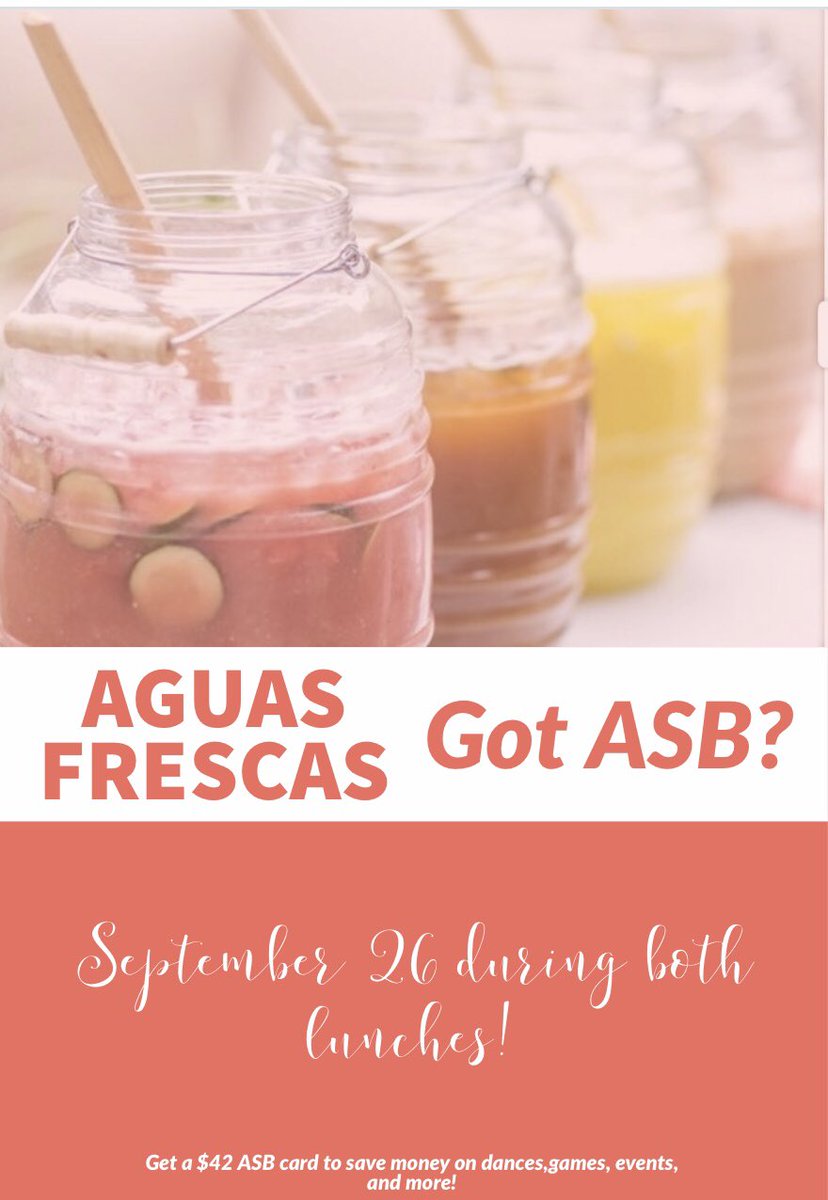 Bring your ASB Card during both lunches tomorrow to get FREE aguas frescas!!