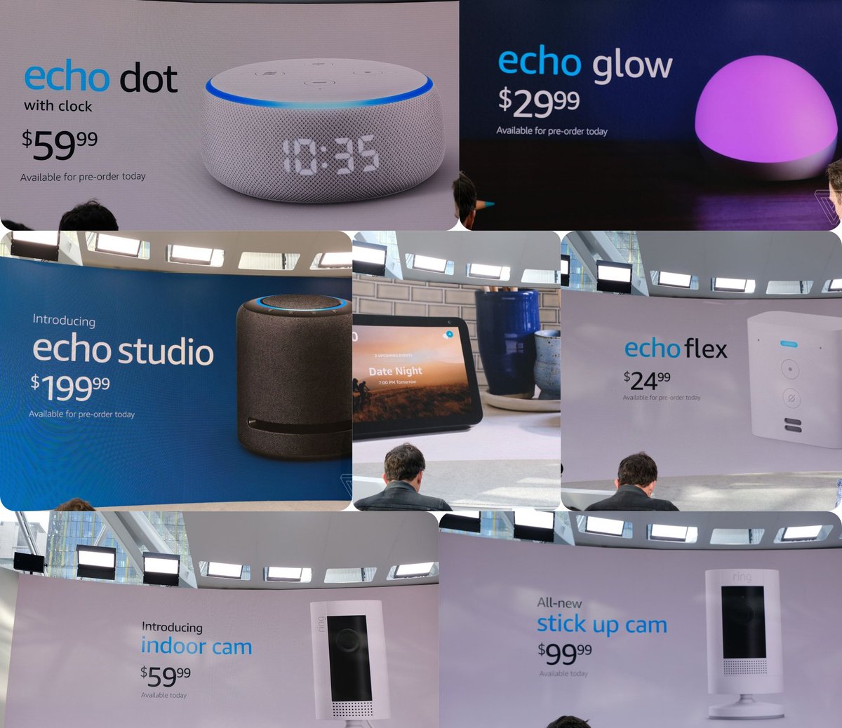 flamboyz's tweet photo. #AmazonEvent All the new products announced in USA today:
#AlexaDotWithClock $59.99
#EchoStudio $199.99
#EchoShow8 $129.99
#EchoGlow $29.99
#AllNewEero $99
#EchoFlex $24.99
#AllNewEcho $99
#IndoorCam $59.99
#StickUpCam $99.99 https://t.co/DYsaXUZStd