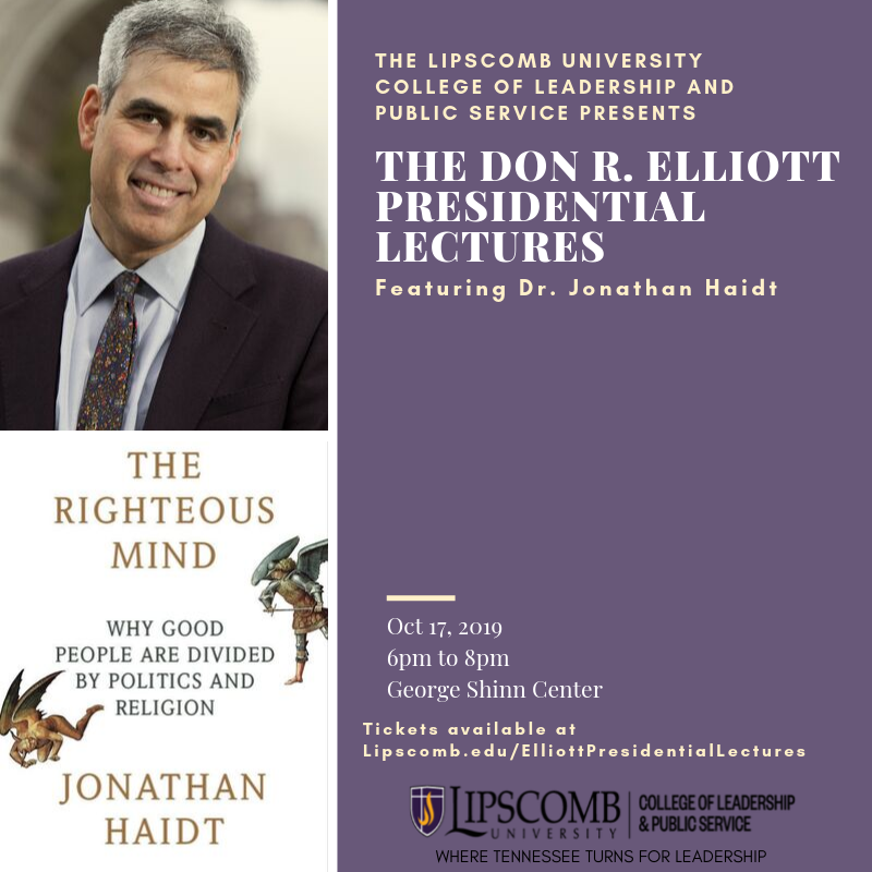 LipscombCLPS's tweet photo. Tonight we're hosting our discussion on "The Coddling" by @JonHaidt with @SycamoreTN, &amp; next month Haidt will come to @lipscomb for the Don R. Elliott Presidential Lectures Series. To reserve a seat, click here: https://t.co/e7vzrCwRRV
#LipscombCOLPS 
#WhereTNTurnsforLeadership https://t.co/BYDyE0c36t