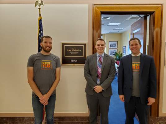 GeoffreyWilson1's tweet photo. Thank you to the office of @amyklobuchar for making time to meet with us this morning to discuss the amazing impact of national service in MN @ServiceYear #communitychangemakersummit https://t.co/kP1T5kzjQo