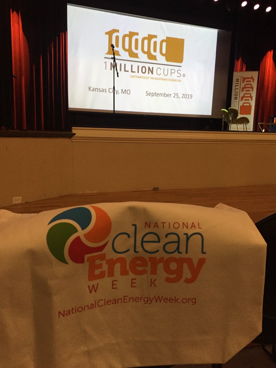 NCEWConf's tweet image. In #KansasCity @1MillionCupsKC had #CleanEnergyWeek on the mind. @dynamhex (monitoring energy consumption) and #hyperborean (cold from heat - waste heat to power) presented. #NCEW19