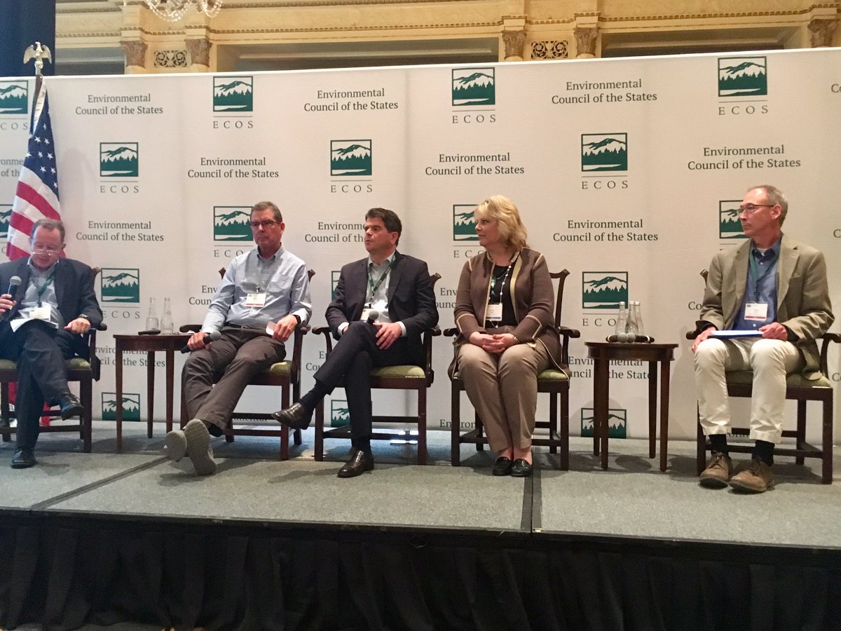 ECOStates's tweet photo. Panelists discuss EPA's regional realignment, its
impacts on state-EPA relationships, and opportunities ahead. Session led by @EPA's Doug Benevento, @DEPWV's Austin Caperton, @idemnews' Bruno Pigott, @EPAregion3's Cosmo Servidio, & @EPAGreatLakes' @CathyStepp #ECOSFall19 https://t.co/wP0mUvkMP3