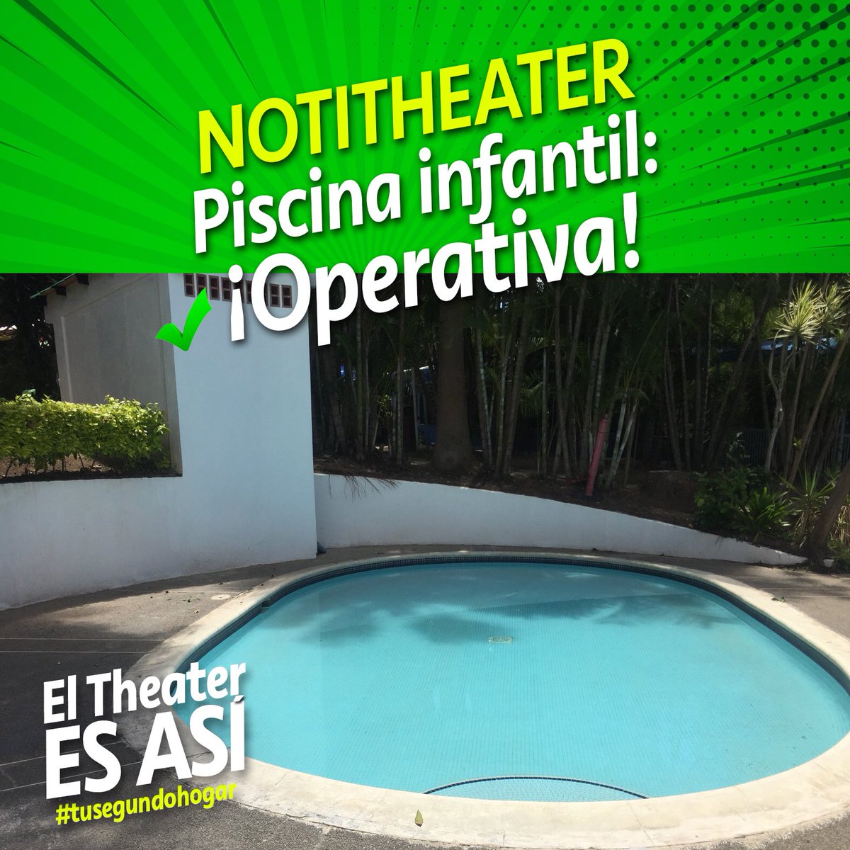 CCSTheaterClub's tweet photo. ¡Piscina 👶🏻 🧒 infantil operativa! #notitheater informa que ya todos los hijos, niños y amiguitos de nuestros socios, pueden disfrutar de la piscina infantil. Acércate al club y a disfrutar. Somos el lugar donde pasas el mejor 👍 tiempo de tu vida. El Theater es así. https://t.co/LXvEXQV2C6