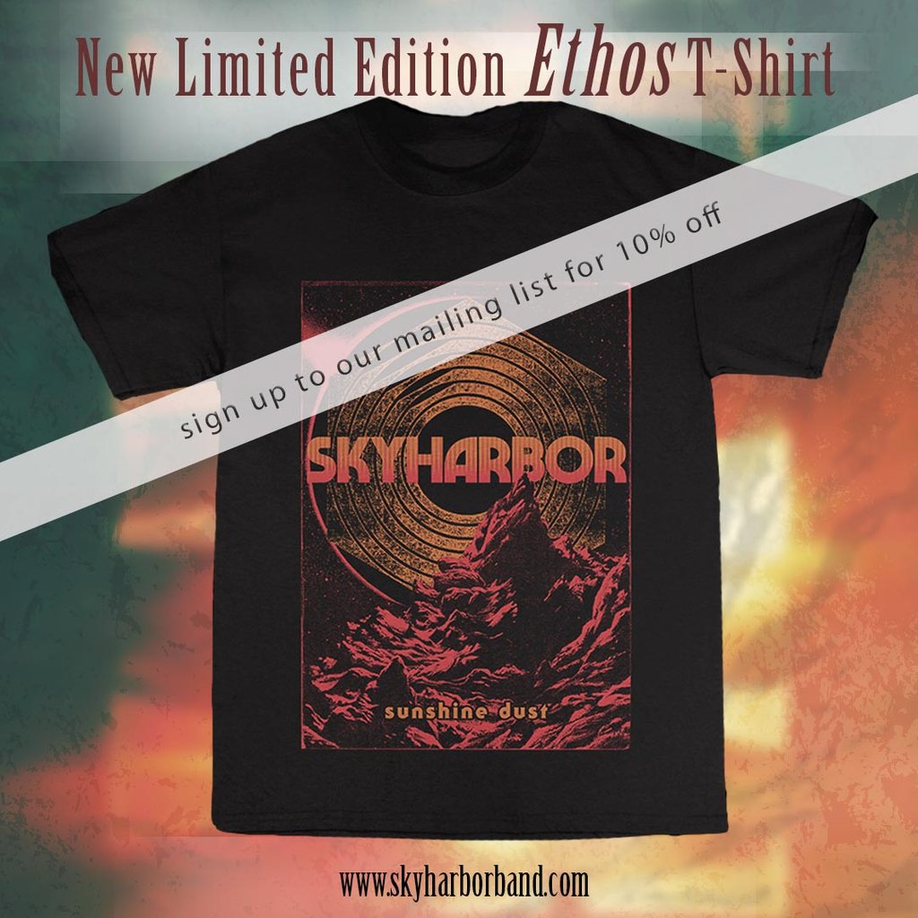We’ve got a limited run of the new ‘Ethos’ T-shirt design about to be released! They go on pre-sale 24 hours early to those on our mailing list tomorrow. Sign up with the link mailchi.mp/skyharbor.band… to make sure you get yours with a 10% discount code! ⁠
