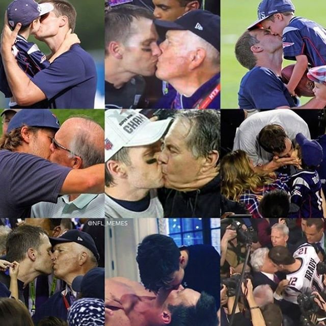 JoshAllenBurner's tweet photo. The only reason helmets have facemasks is so Tom Brady doesn't kiss other players. https://t.co/50GpPyysf4