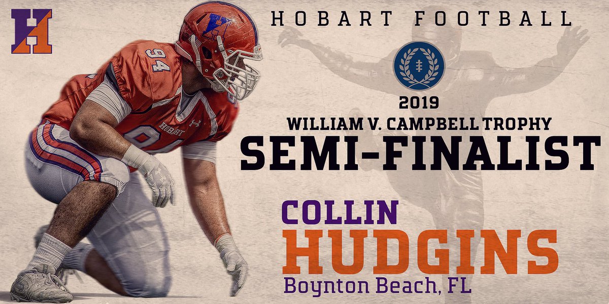 Senior defensive end, Collin Hudgins, named <a href="/NFFNetwork/">National Football Foundation</a> Campbell Trophy Semi-Finalist #TheHobartWay