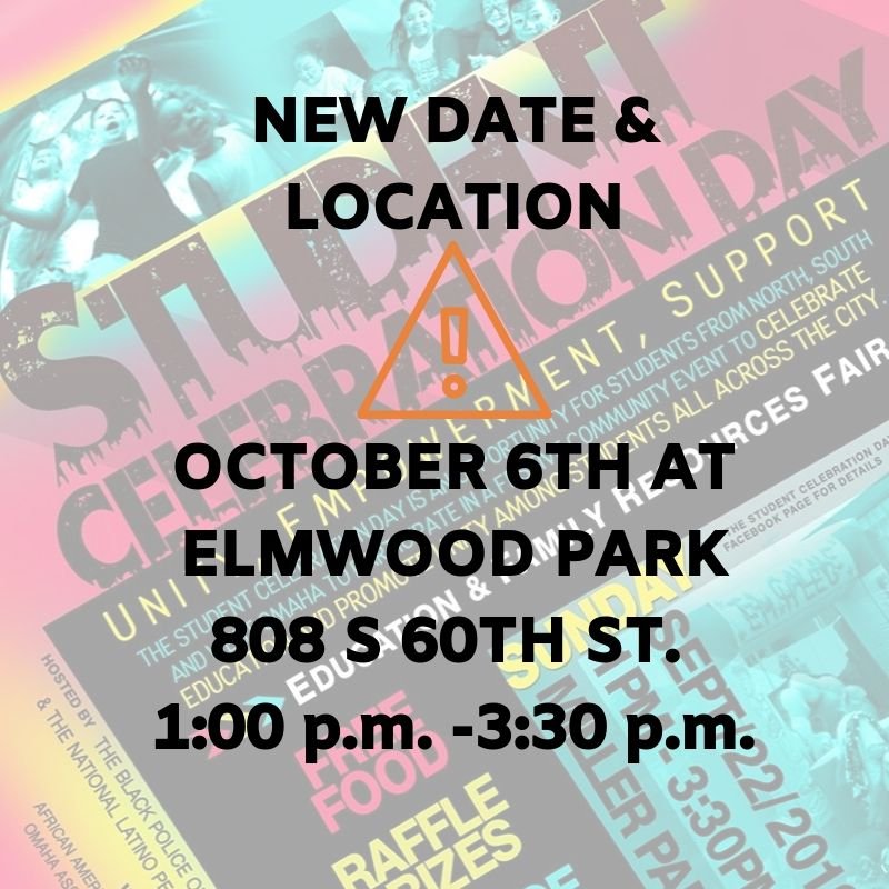 The new date for Student Celebration Day is Oct 6 at Elmwood Park, 808 S 60th St. The event was postponed due to weather last week.

Join us for the free community event that promotes education and unity among students across the city. 
Ages K-12 are invited! #OPD