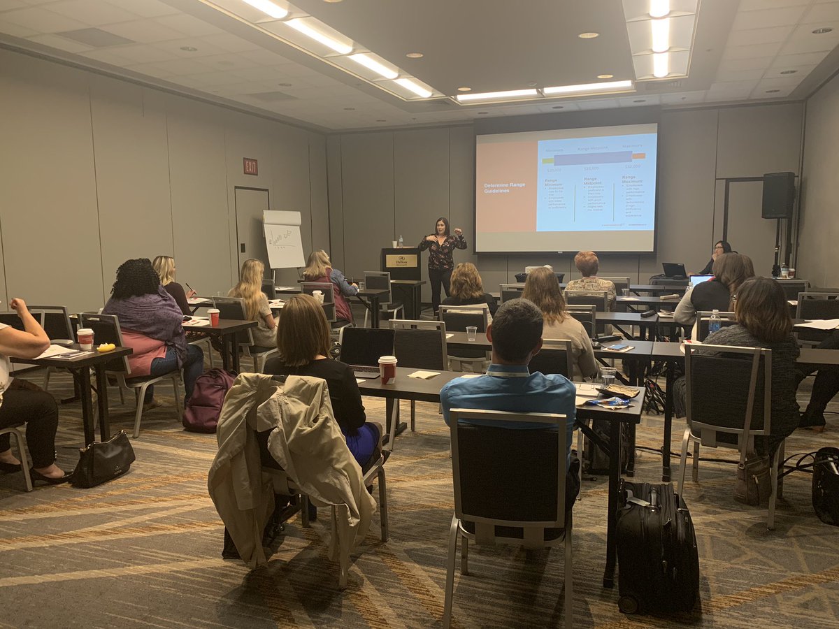 payscale's tweet photo. We’re talking job-based ranges & pay grades in our Comp Plan Workshop at #Compference19 #OwnYourCompStory https://t.co/WTar4Dd5ui