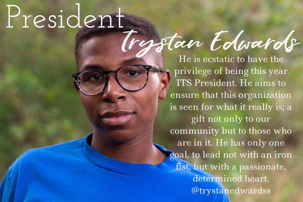 2019-2020 Officer Highlight-President 
-
Trystan Edwards 
Senior 
Headshot Photo Credits 
Teddy Henderson 
#championtheatre #championtheatreofficers