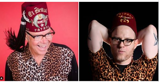 bitter69uk's tweet photo. Separated at birth: Ambassador of Americana / Connoisseur of Mid-Century Kitsch @_charlesphoenix in 2019. Me in 2014. #CharlesPhoenix #fez #kitsch #lobotomyroom #GrahamRussell https://t.co/DmMwUm5pmz