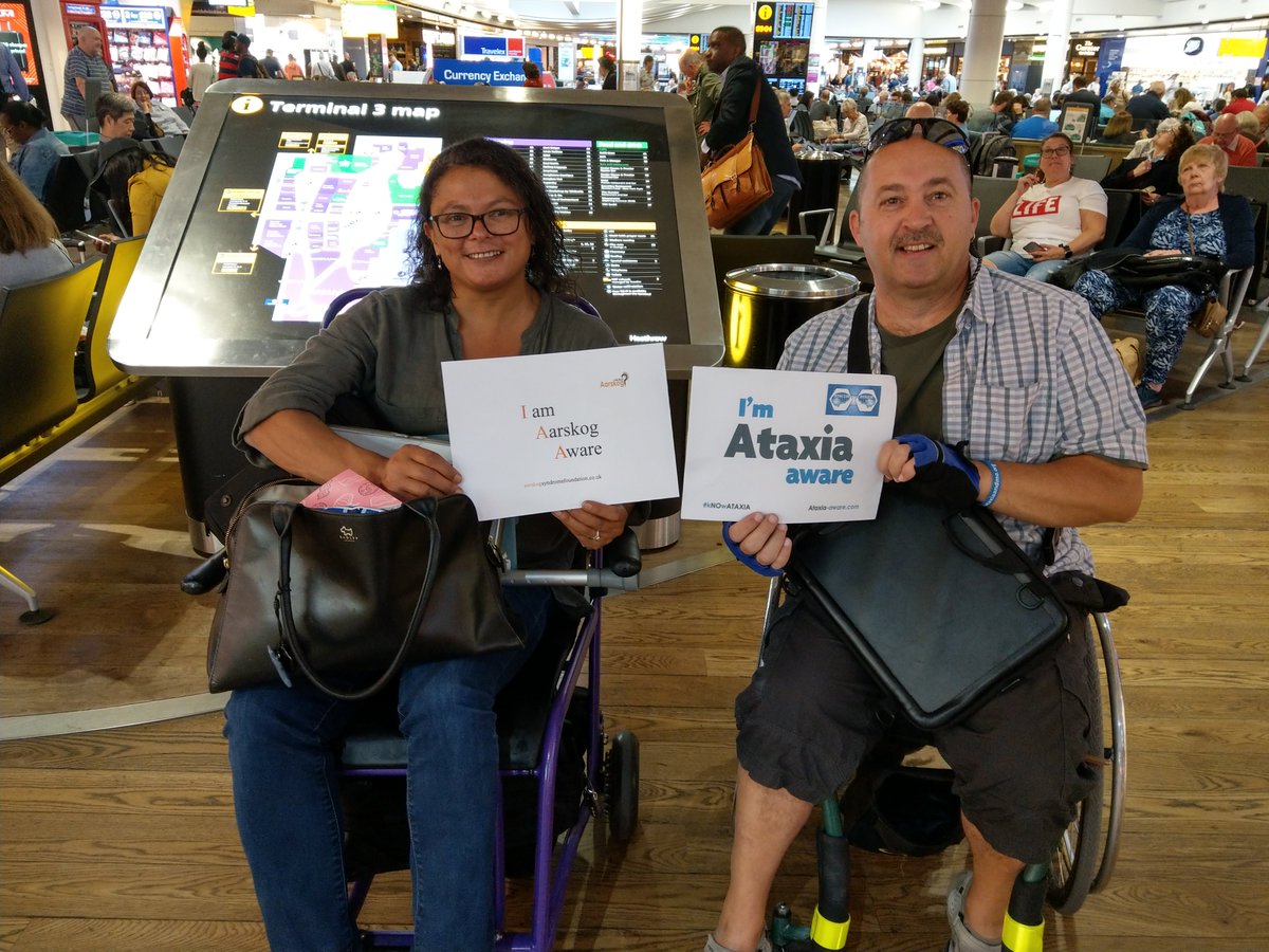 Ataxia_aware's tweet photo. *TODAY* International Ataxia Awareness Day 25th September  #IAAD  #IAAD19 #kNOwATAXIA #AtaxiaAware #AtaxiaAdvent ©
Diolch / Thank you  @AarskogSyndrome #AskAbout Aarskog #Aarskog  for being #Ataxia aware 
@HeathrowAirport before @GlobalGenes #2019ggsummit https://t.co/a3L0J2sWpq
