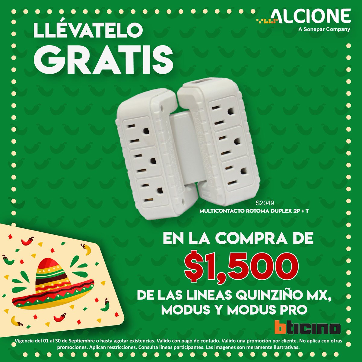 alcionemx's tweet photo. Ven a nuestras sucursales este #MesPatrio y en la compra de $1,500.00 en las líneas #Quinziño MX, Modus y Modus PRO  llévate gratis un  #Multicontactos Rotoma de la marca #Bticino

Visitanos en tu sucursal #Alcionemx más cercana https://t.co/3qHBoWCj1V https://t.co/kA2smctawA