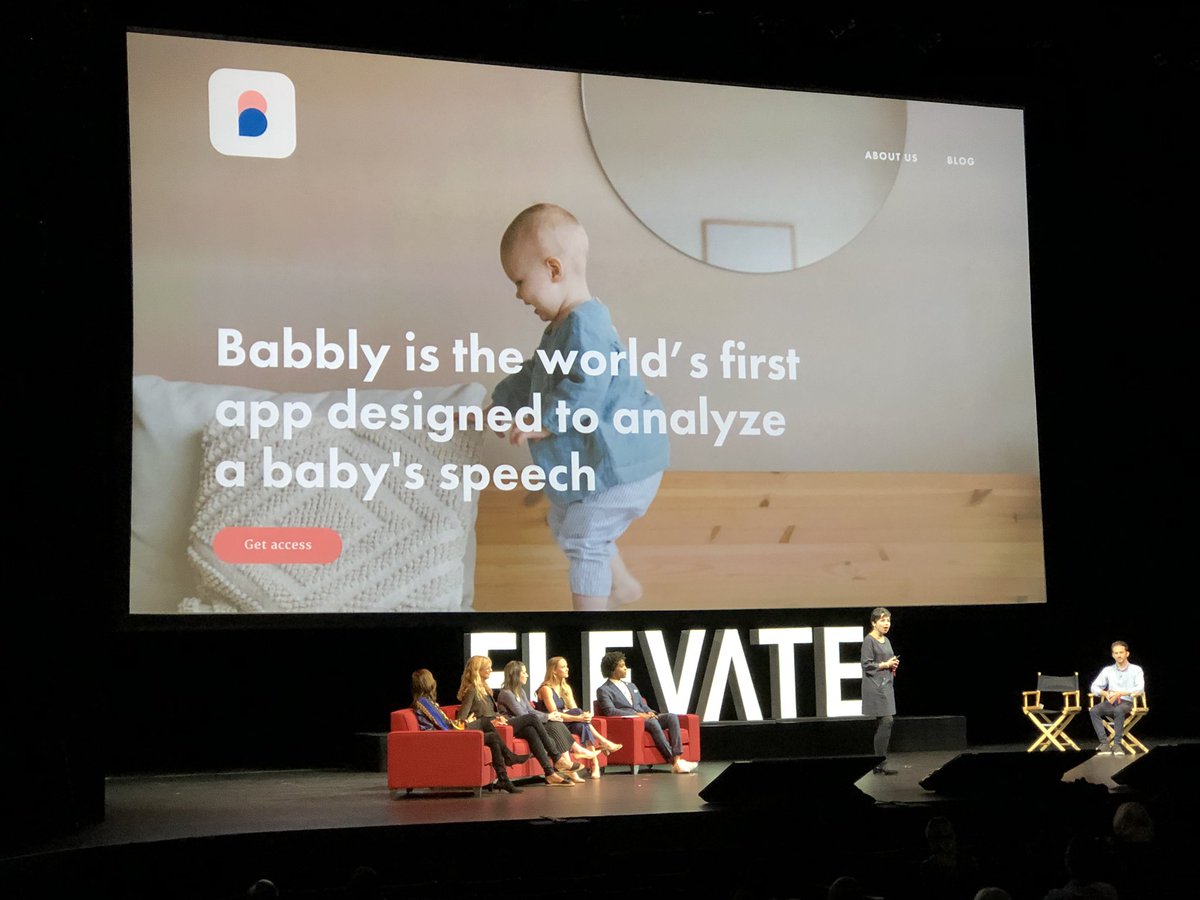StuartWoodTO's tweet photo. First ElevateR pitch finalist - @Village__Tech and their app Babbly #ElevateTechFest #elevater https://t.co/l4TP2Ak0Rv