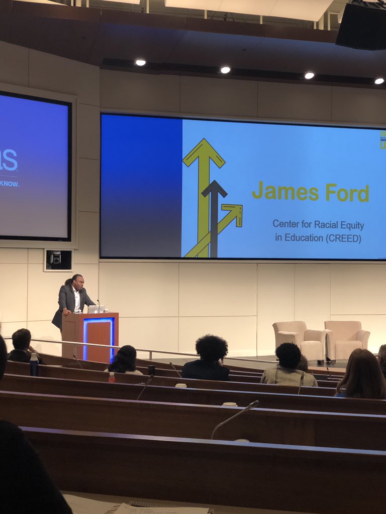 LeahSuttonNC's tweet photo. James Ford highlights @CREED_NC new report E(race)omg Inequities report and challenges attendees to consider ways to transform education in North Carolina. #NCEdLab19 https://t.co/Xyq3msInec