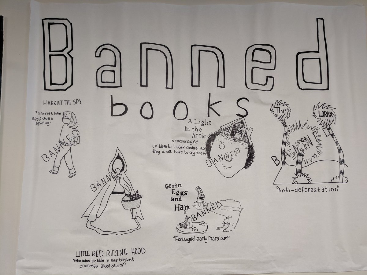 pmsdlibrary's tweet photo. Celebrating Banned Book Week at the HS by sharing some of our most interesting banned books with visiting classes. Many greats on there, including one my all-time favorites, The Grapes of Wrath! https://t.co/SIQEN5pJeB