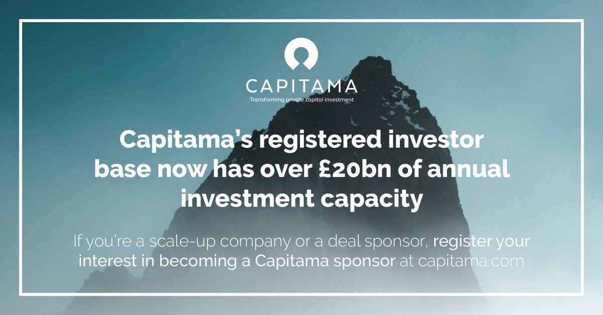 Capital at Risk. <a href="/capitama/">Capitama</a> now has a global registered professional #Investor base that has over £20bn of annual investment capacity. Register your interest in joining our global network: capitama.com
  
#growthinvesting #innovation #investment #scaleups #funding