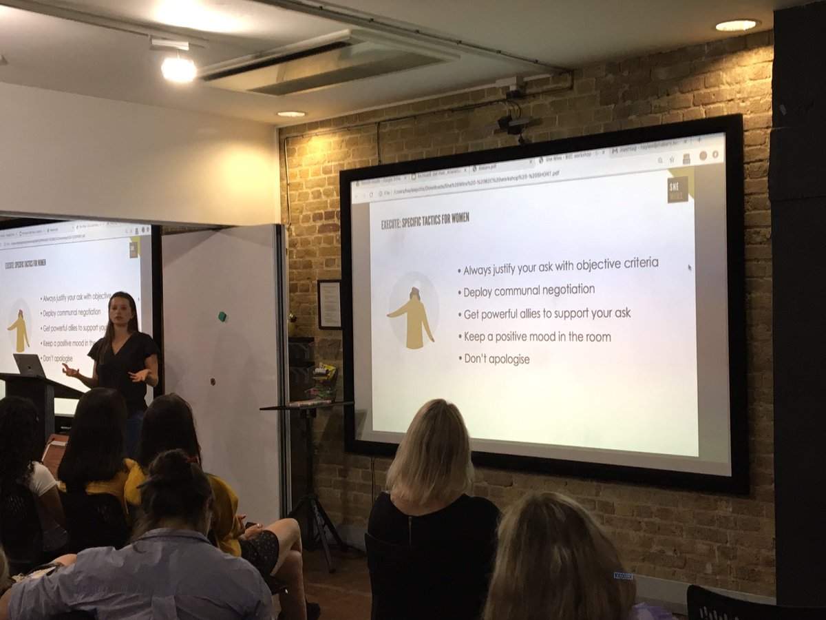 hannahksweeney's tweet photo. How to execute your salary negotiation. Super useful advice from @SheWinsCo this evening @makersacademy #SheMadeIt event. Everyone go check them out! https://t.co/Z3tpAAtdsL