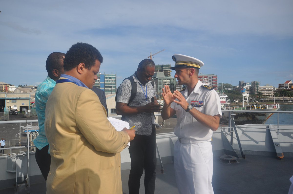 ambafrancefj's tweet photo. The Fiji Media had a chance to tour the Vendémiaire yesterday and also interview the Captain of the vessel.
@sun_fiji @fijitimes @fijilive_news 
@AFsuva https://t.co/Cr9vGjohrP