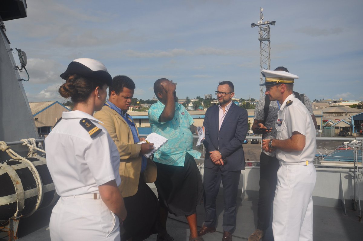ambafrancefj's tweet photo. The Fiji Media had a chance to tour the Vendémiaire yesterday and also interview the Captain of the vessel.
@sun_fiji @fijitimes @fijilive_news 
@AFsuva https://t.co/Cr9vGjohrP