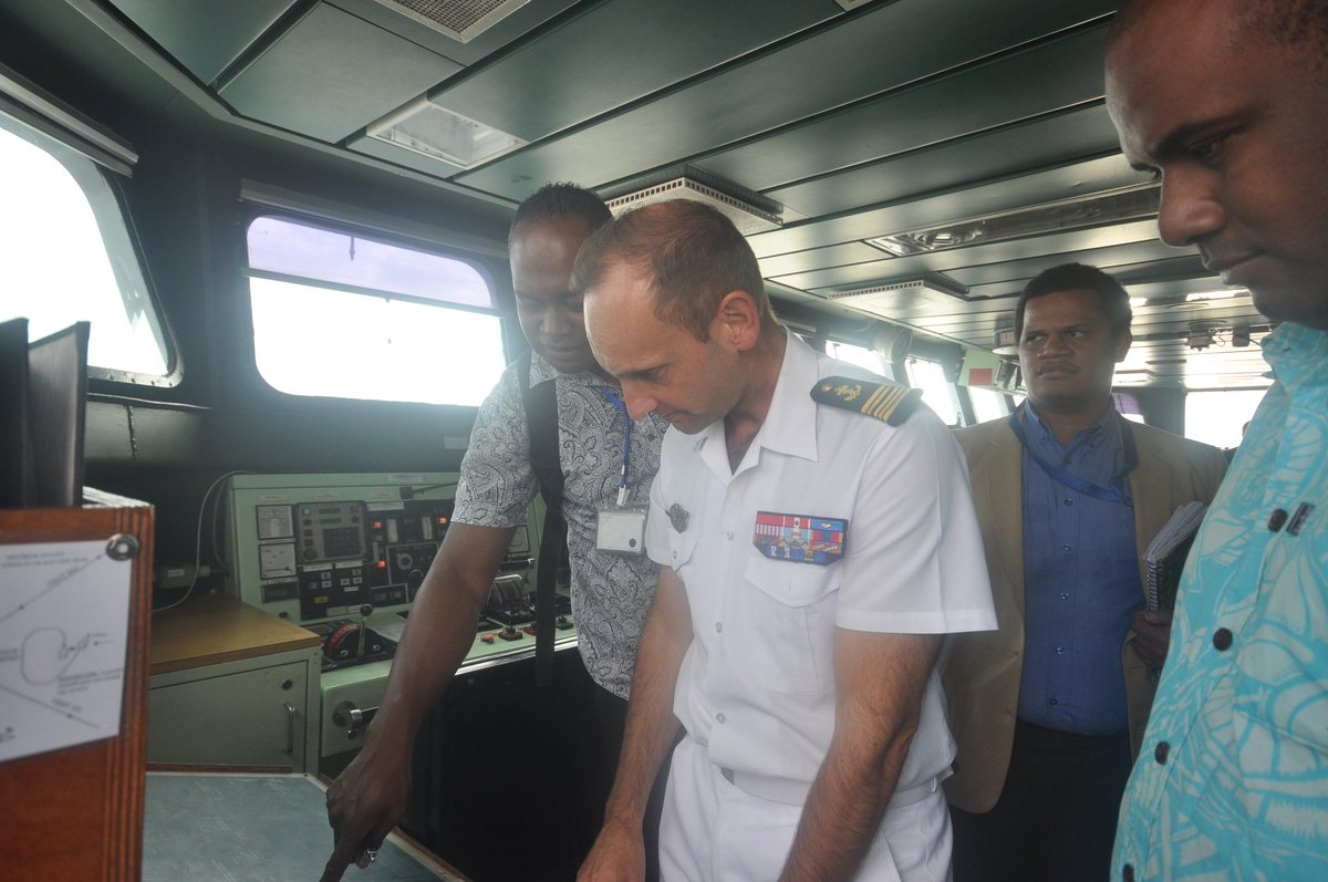 ambafrancefj's tweet photo. The Fiji Media had a chance to tour the Vendémiaire yesterday and also interview the Captain of the vessel.
@sun_fiji @fijitimes @fijilive_news 
@AFsuva https://t.co/Cr9vGjohrP
