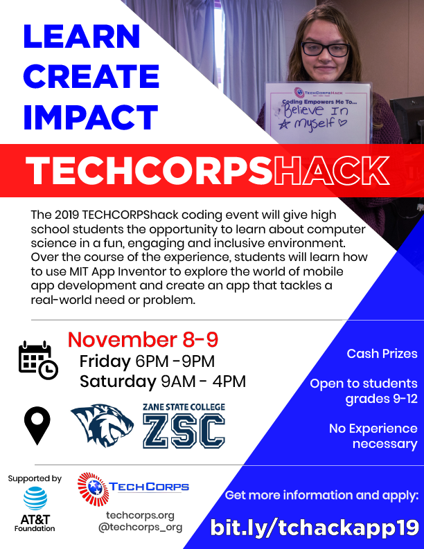techcorpsus's tweet photo. There's about 2 weeks left to apply! Don't miss your spot in this awesome event! No experience in tech needed. High school students, apply today at https://t.co/kp18osMzwy! #2019TCHack @ATTimpact #ATTOH @uakron @Capital_U @SinclairCC @ZaneStateC https://t.co/Tt5DCE4BFr