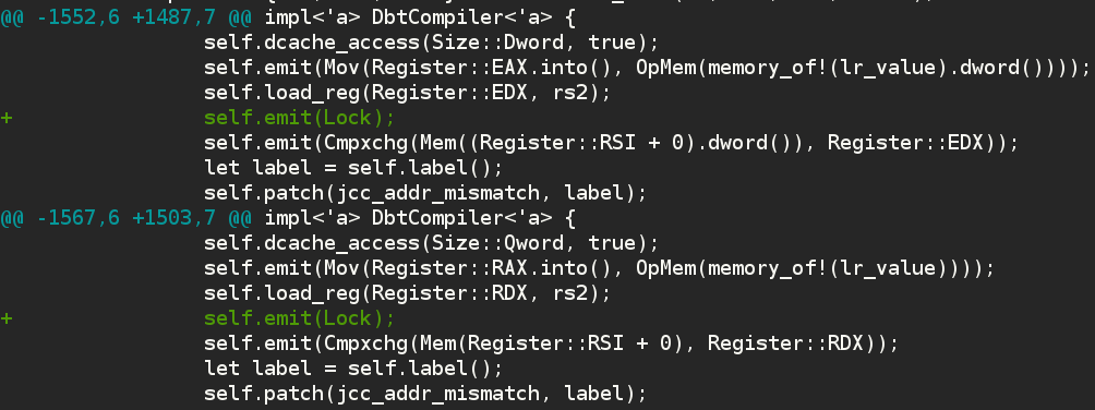 自己写的 binary translator 在高 I/O 压力下偶尔会出错，在 I/O 相关的代码里找了一个月 bug 没发现，结果是 atomic 指令的翻译出了问题。。。为什么 tm 的为什么 xchg 默认 lock，cmpxchg 就没有默认 lock 啊啊啊啊啊！