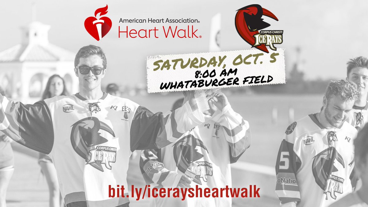 The 2019 American Heart Association #CoastalBendHeartWalk takes place Saturday, Oct. 5 at Whataburger Field.

Donate to a great cause on behalf of Team IceRays: bit.ly/iceraysheartwa…

#BringTheSting