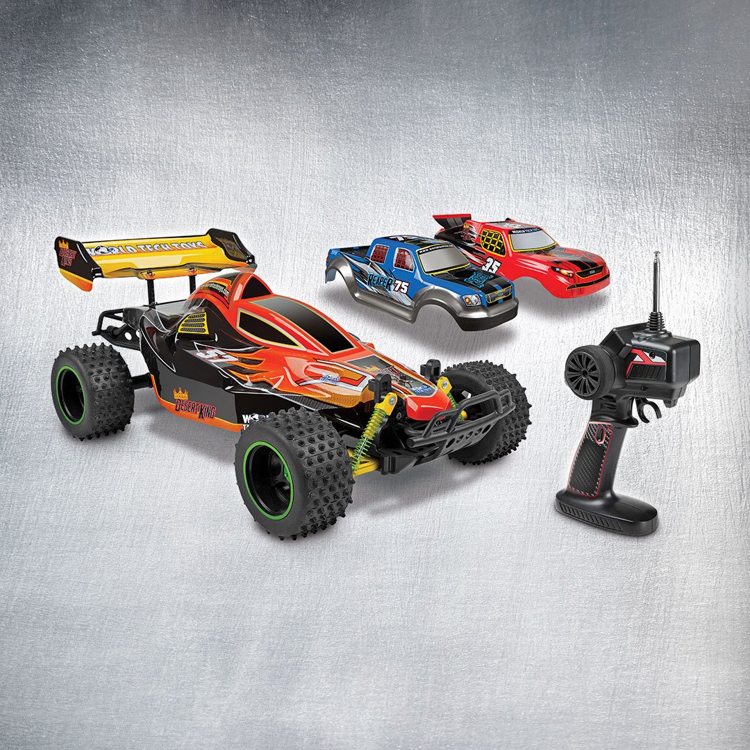 Are you ready for 3x times the fun?! Check out World Tech Toys Triple Threat 3 In 1 Hobby 1:12 RTR Electric RC Truck. This truck features amazing graphics on three interchangeable hobby style shells. So keep your ride looking fresh and get one today!! ow.ly/OhMk50vQ9Zd