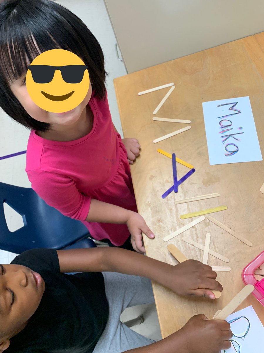 MsLeighaB's tweet photo. Learning my name is the game and I’m ‘stick’ing to it👏🏽🥰 #PreKchronicles #namegoals #stations #VikingBucks https://t.co/TV2anCXZhs