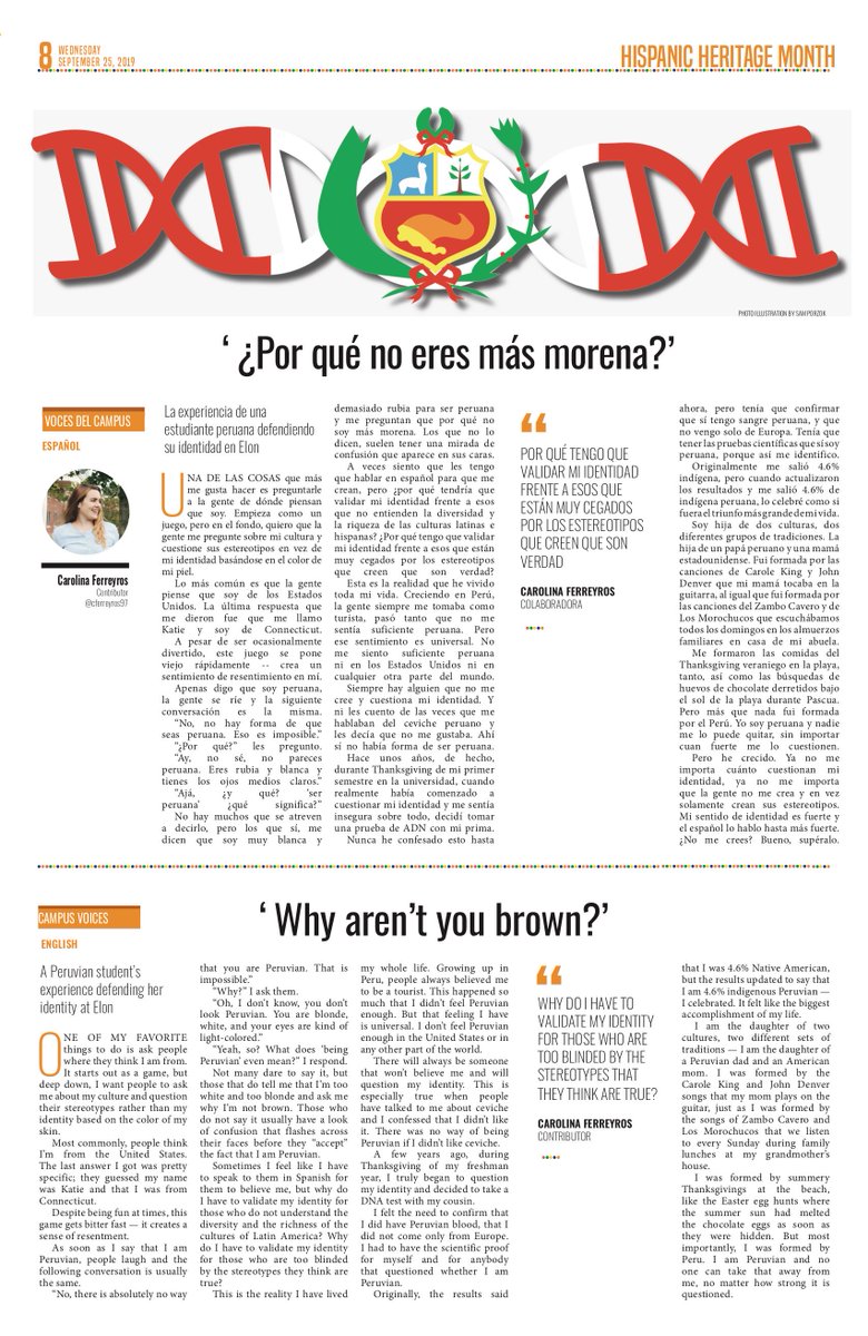 antonldelgado's tweet photo. @MariaRamirezU @ElonNewsNetwork @GraceHMorris We also had a powerful campus voice written by @cFerreyros97 about her experiences as a Peruvian international student at Elon 🇵🇪 https://t.co/WWDeRSFJav