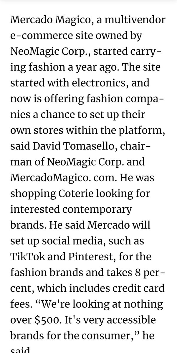 MercadoMagicoMX's tweet image. $NMGC NeoMagic Mercado Magico #mercadomagico #FashionWeek #Fashionista #NewYorkCity #London #Madrid #Tokyo #SiliconValley #miami #boston #MexicoCity #paris #berlin #greenwich   #milan MercadoMagico.com featured on @wwd  pressreader.com/@nickname13373…