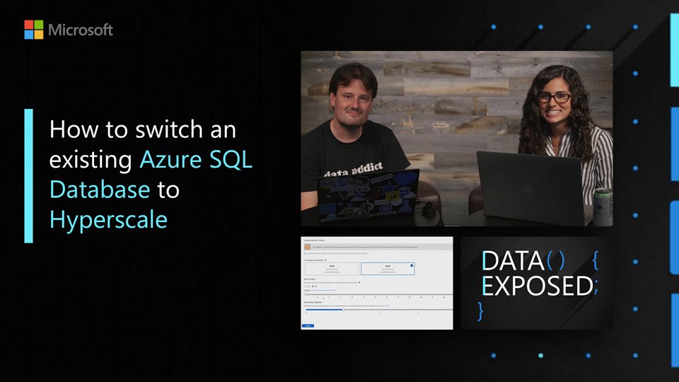 MVPAward's tweet image. Watch as @AnalyticAnna and @JeroenTerHeerdt cover how to switch an existing #AzureSQLDB to Hyperscale, a new, scalable tier: msft.it/6016TuB34