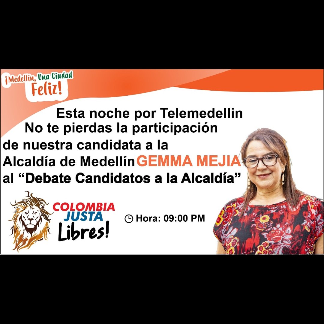 medellinfeliz's tweet photo. #medellinunaciudadfeliz #medellinfeliz #colombiajustalibre #marcaleon #votaleon #primerolafamilia #ruge @ColJustaLibres @alejomontoyas @Victor_mgon @AntioquiaFeliz https://t.co/OW7j5dHiLo