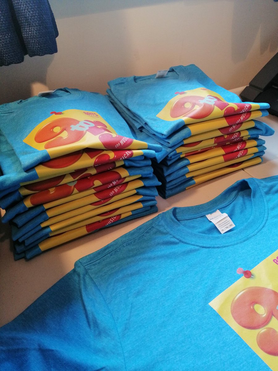 9 to 5, service &amp; devotion, where's my fat #promotion - latest shirts for @BATSBasingstoke &amp; delivered this evening, latest #technology in #tshirtprinting used for these. Good luck cast #breakaleg