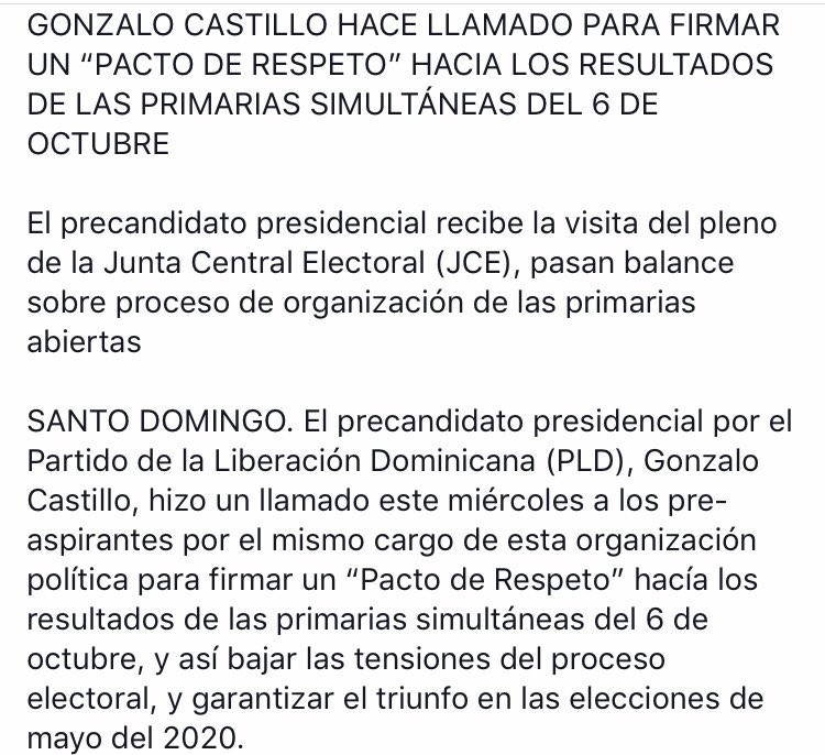 influencersAN's tweet photo. GONZALO CASTILLO HACE LLAMADO PARA FIRMAR UN “PACTO DE RESPETO” HACIA LOS RESULTADOS DE LAS PRIMARIAS SIMULTÁNEAS DEL 6 DE OCTUBRE. @MiguelMedinatv @ElvinCastillo https://t.co/cr95asfsif