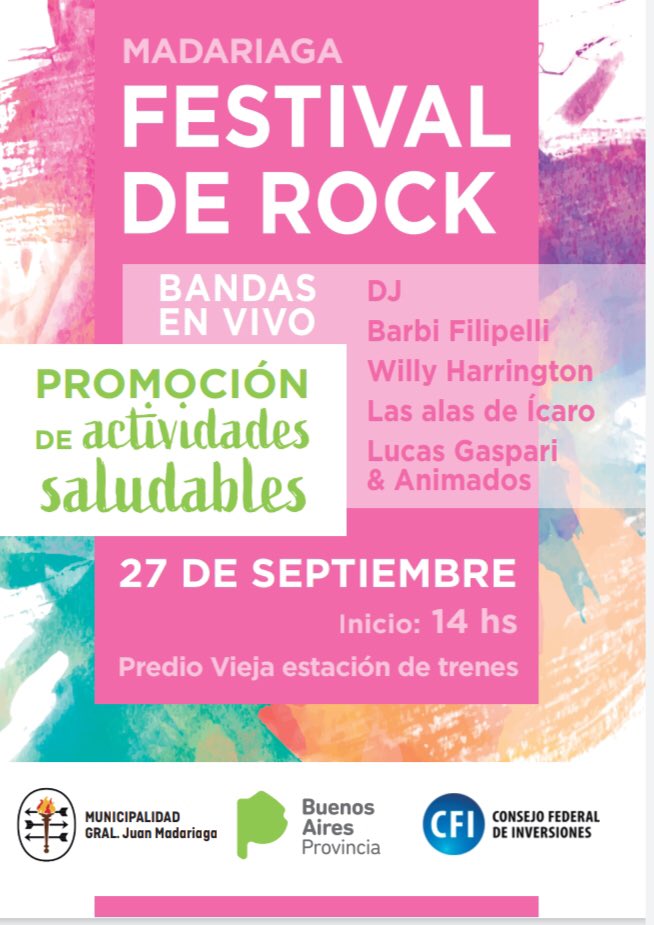 👉🏼Este Viernes 27 en el Festival de Rock  ~ en Madariaga 〰️
Municipalidad de General Madariaga.
Gracia por invitarnos ! 
•
#lasalasdeicaro 〰️
•
•
#rock #rockband  #nomusicnolife #argentina  #laplata  #spotify #buenosaires #musica #madariaga