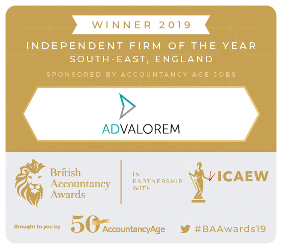 AccountancyAge's tweet photo. Award: Independent Firm of the Year – South-East, England

Sponsored by: Accountancy Age Jobs

Winner: Ad Valorem @AdValoremGroup

#BAAwards19 #Congratulations https://t.co/WixMbN6udg