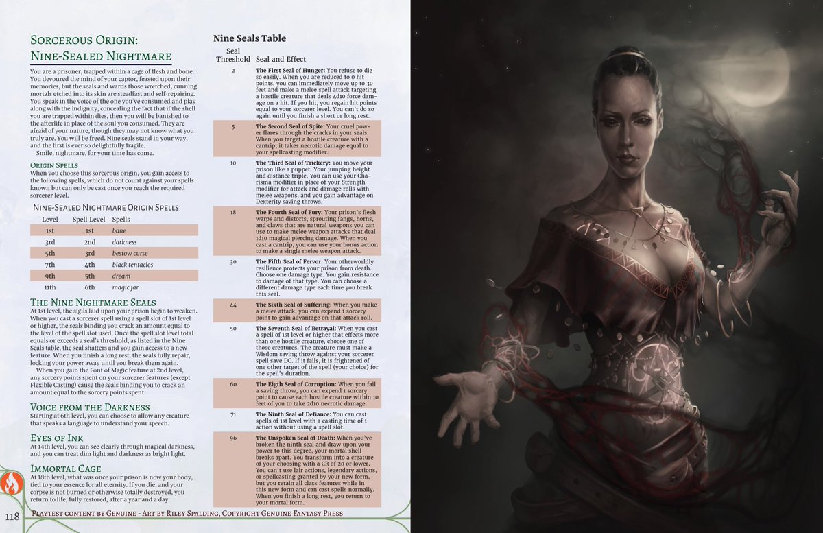 PressGenuine's tweet photo. You voted to see the Nine-Sealed Nightmare #COSMR #sorcerer #subclass this week! Here it is, with fantastic art by Riley Spalding! Let me know what you think! https://t.co/cAsBNyw5qg