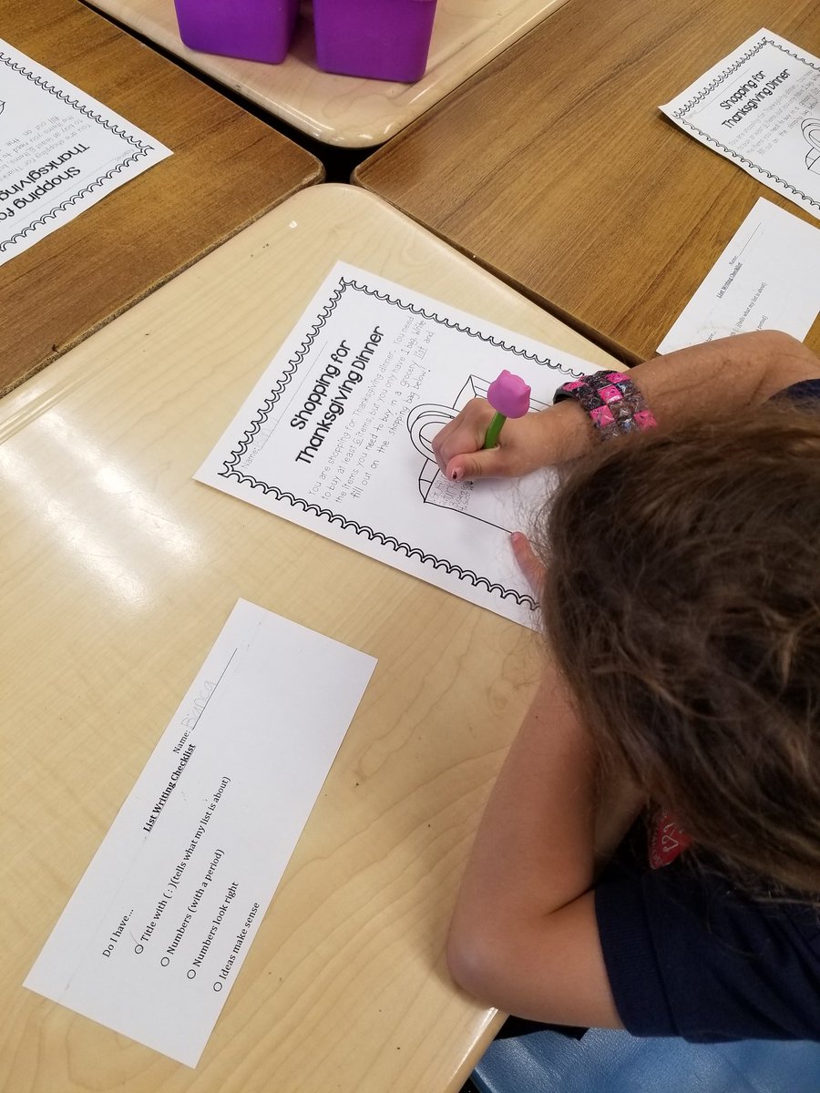MrsCollaton's tweet photo. So excited for 🦃 we're shopping for Thanksgiving dinner early this year! Using our success criteria checklists! 📝🗒#listwriting @HCDSB @stmattoakville https://t.co/nBKTbWdbZ1