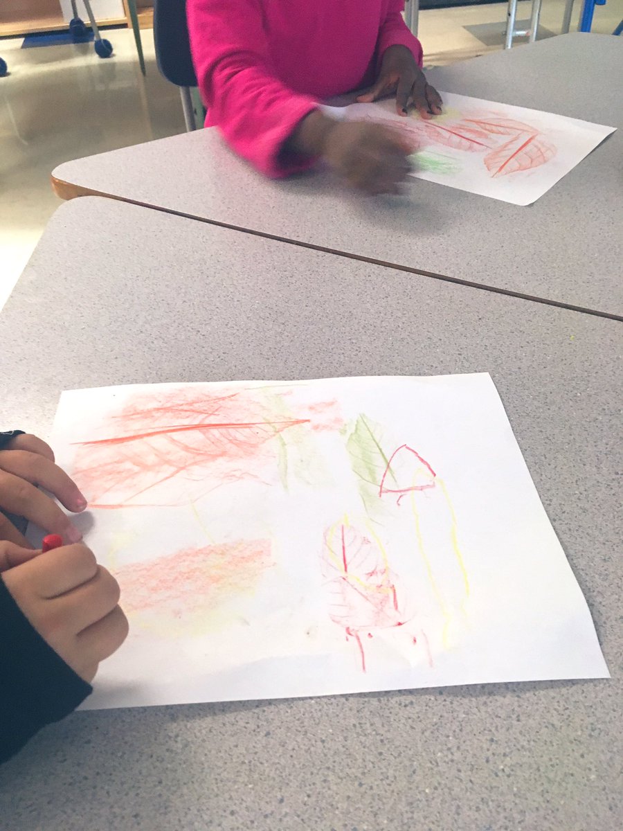 Autumn leaf rubbings created during art today 🍂 
Process photos were captured by a Kindergarten Photographer!