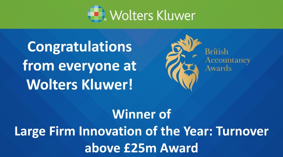 wolterskluweruk's tweet photo. Congratulations to @SmithWilliamson for winning the Large Firm Innovation of the Year: Turnover above £25m Award at tonight's @AccountancyAge #BAawards19 https://t.co/dC0ETox4SZ