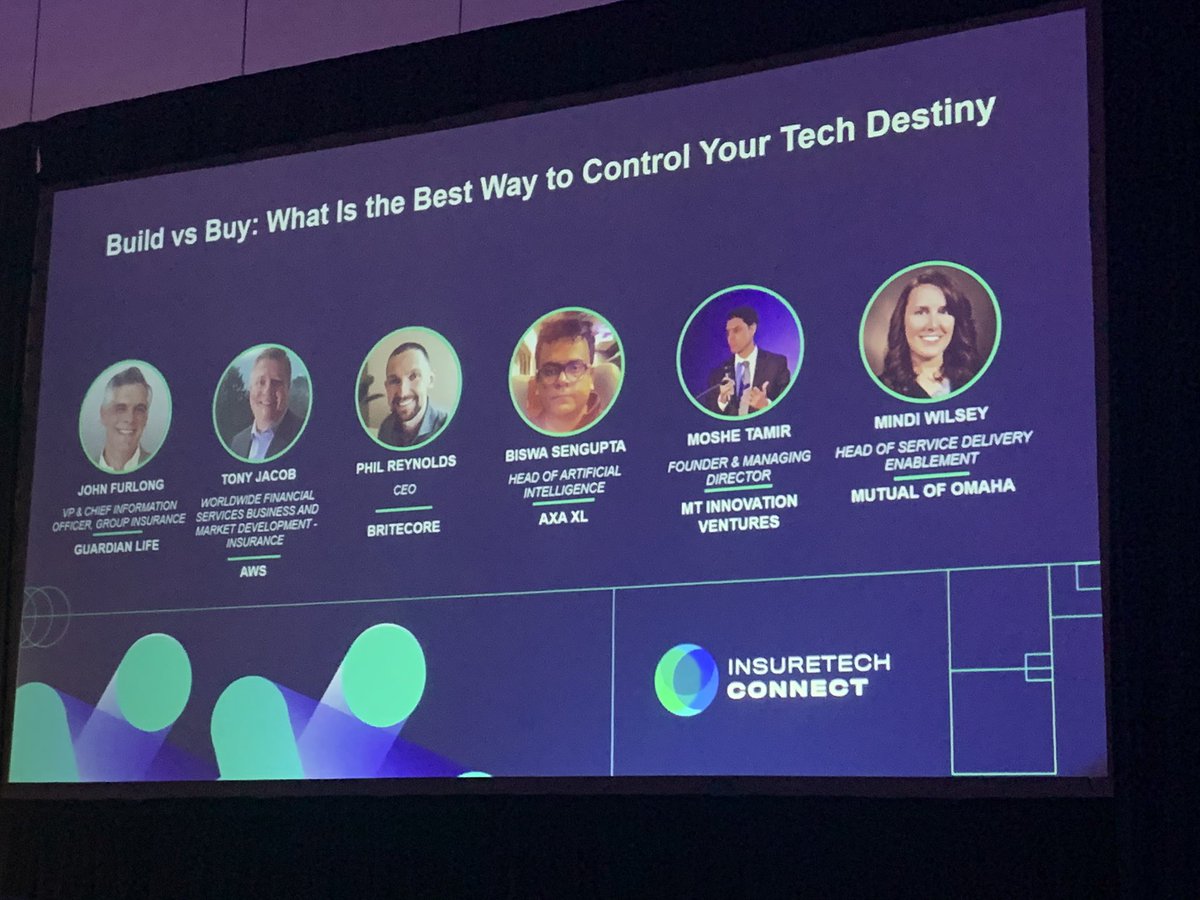 MarkLOpitz's tweet image. Great discussion on build v. buy at Insuretech Connect 2019 #ITC2019 @MLGlobalTech