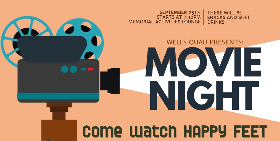 Only 2 hours left until Happy Feet starts in the Memorial Activities Lounge🐧! Can't wait to see everyone there!