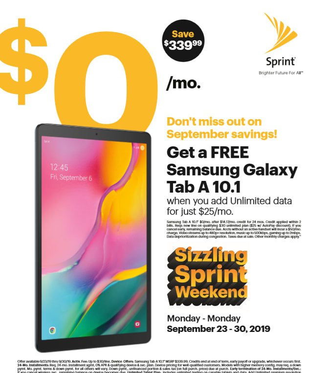 Come to your Dover Sprint.... Get your free Samsung Tab A or IPad w/ 24 mo of service This Weekend !!!!!!
