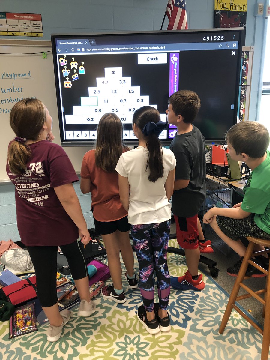 Students used the interactive TVs to play Number Conundrum Decimals during stations this week. <a href="/HumbleISD_WCE/">Willow Creek Elem</a>