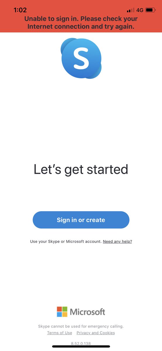 unable to sign into skype account